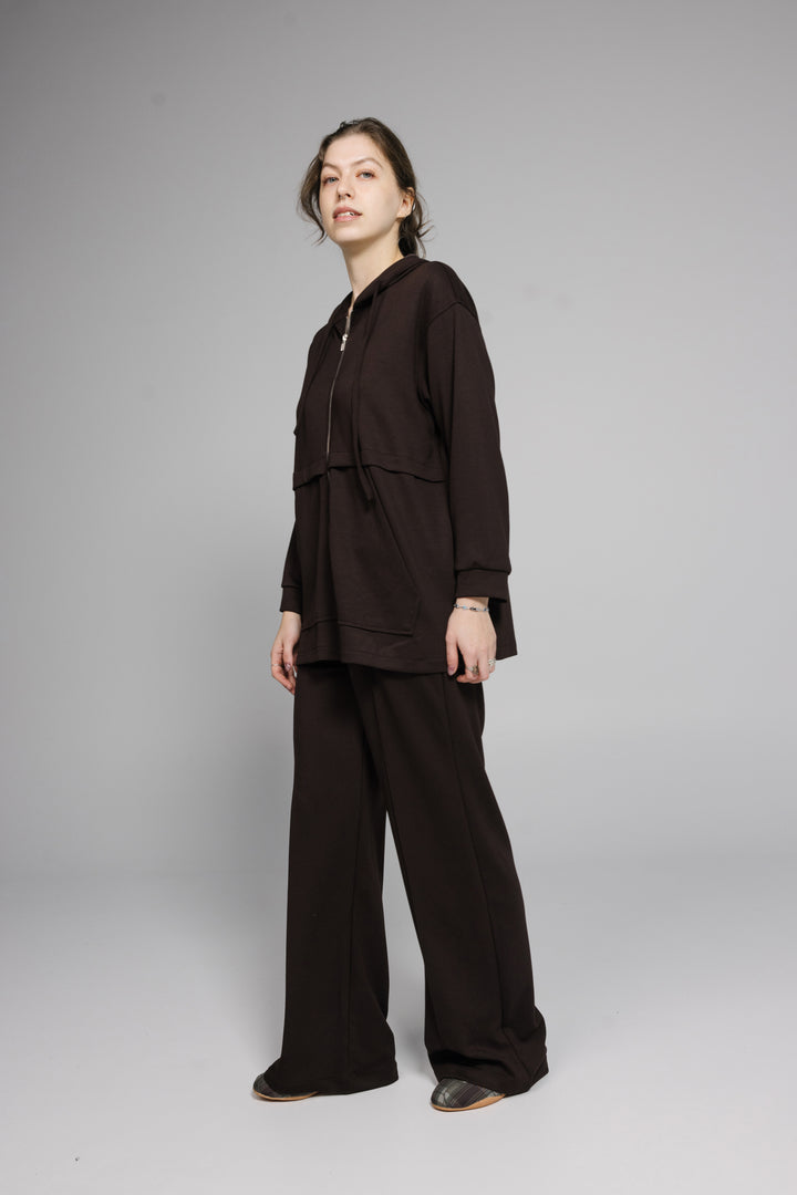Zipped Lounge Set - Brown