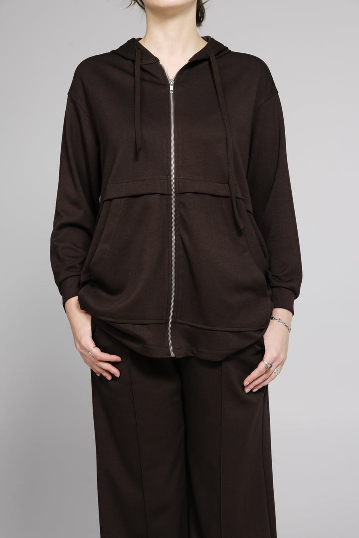 Zipped Lounge Set - Brown