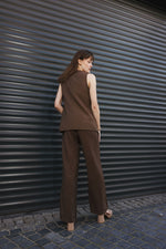Load image into Gallery viewer, Tailored Buttoned Gilet – Brown