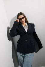 Load image into Gallery viewer, Tailored Pinstripe Wool Blazer