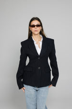 Load image into Gallery viewer, Tailored Pinstripe Wool Blazer