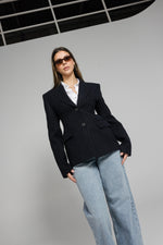 Load image into Gallery viewer, Tailored Pinstripe Wool Blazer