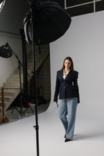Load image into Gallery viewer, Tailored Pinstripe Wool Blazer