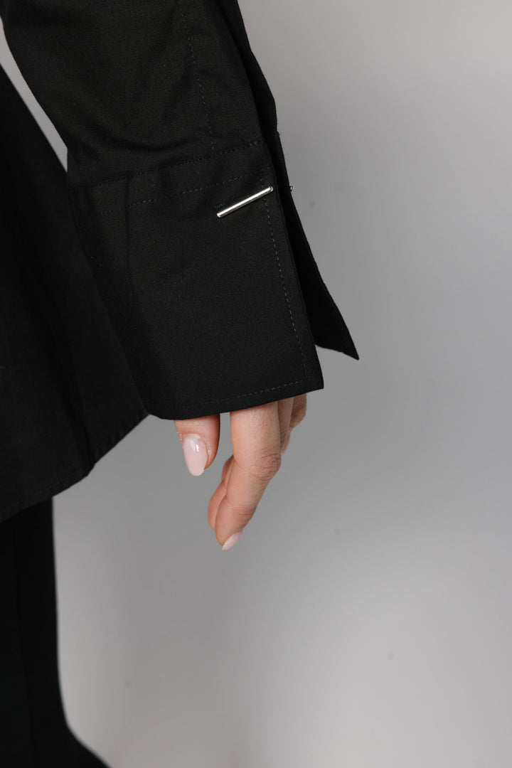 Tailored Blouse with Front Pleat Detail