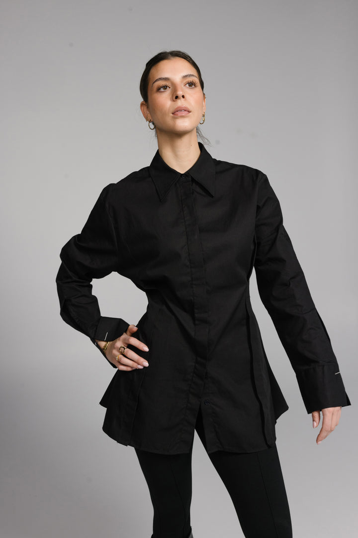 Tailored Blouse with Front Pleat Detail