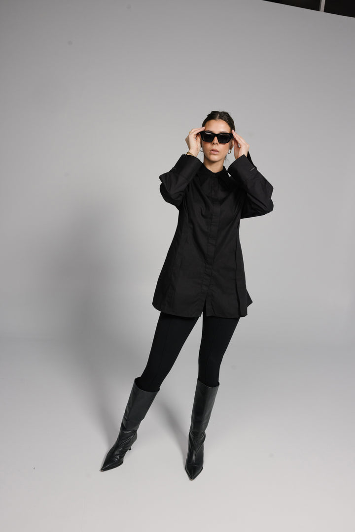 Tailored Blouse with Front Pleat Detail