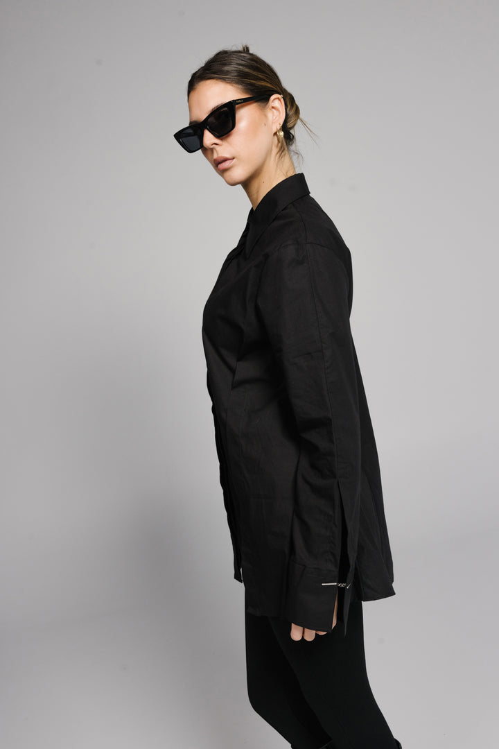 Tailored Blouse with Front Pleat Detail