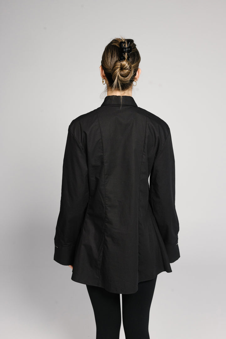 Tailored Blouse with Front Pleat Detail