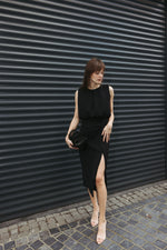Load image into Gallery viewer, Elegant Sleeveless Slit Dress – Black