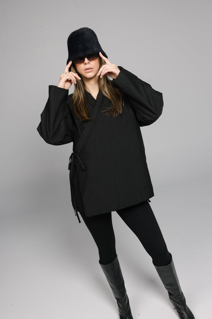 Oversized Quilted Wrap Jacket