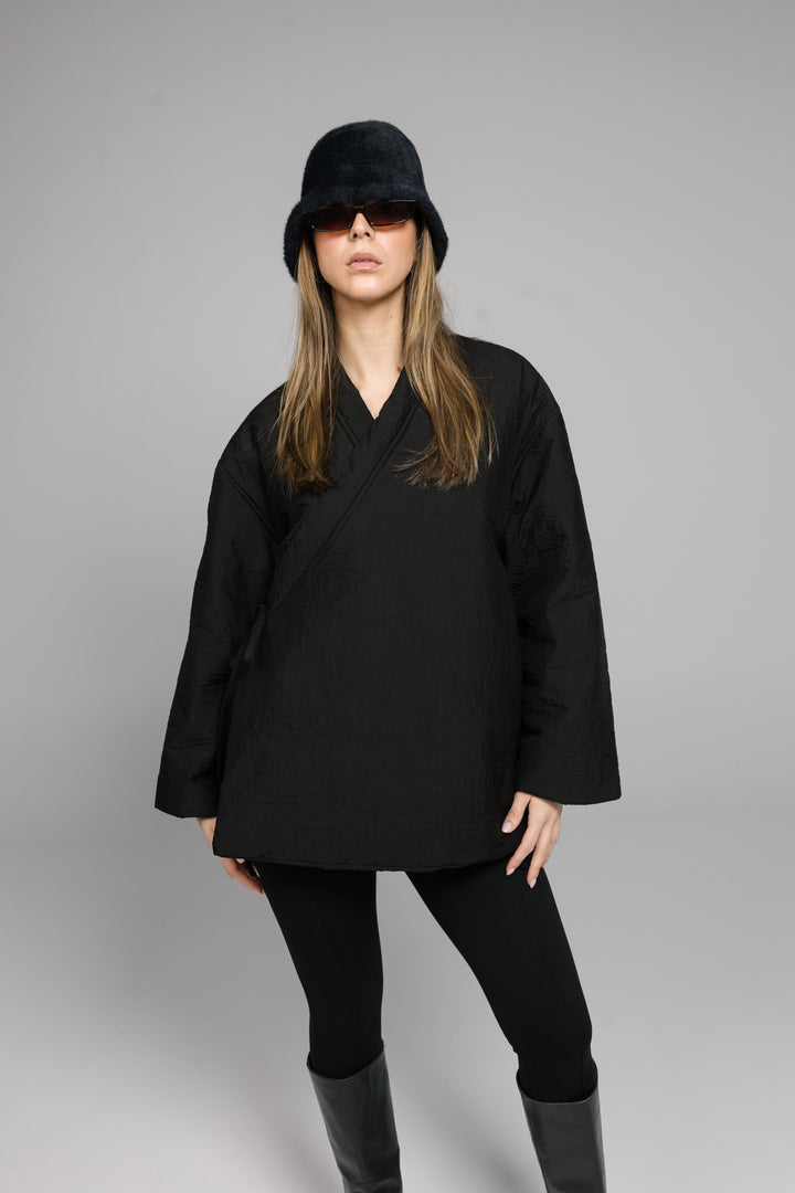 Oversized Quilted Wrap Jacket