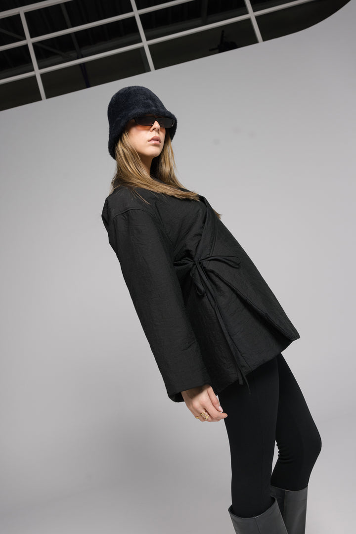 Oversized Quilted Wrap Jacket