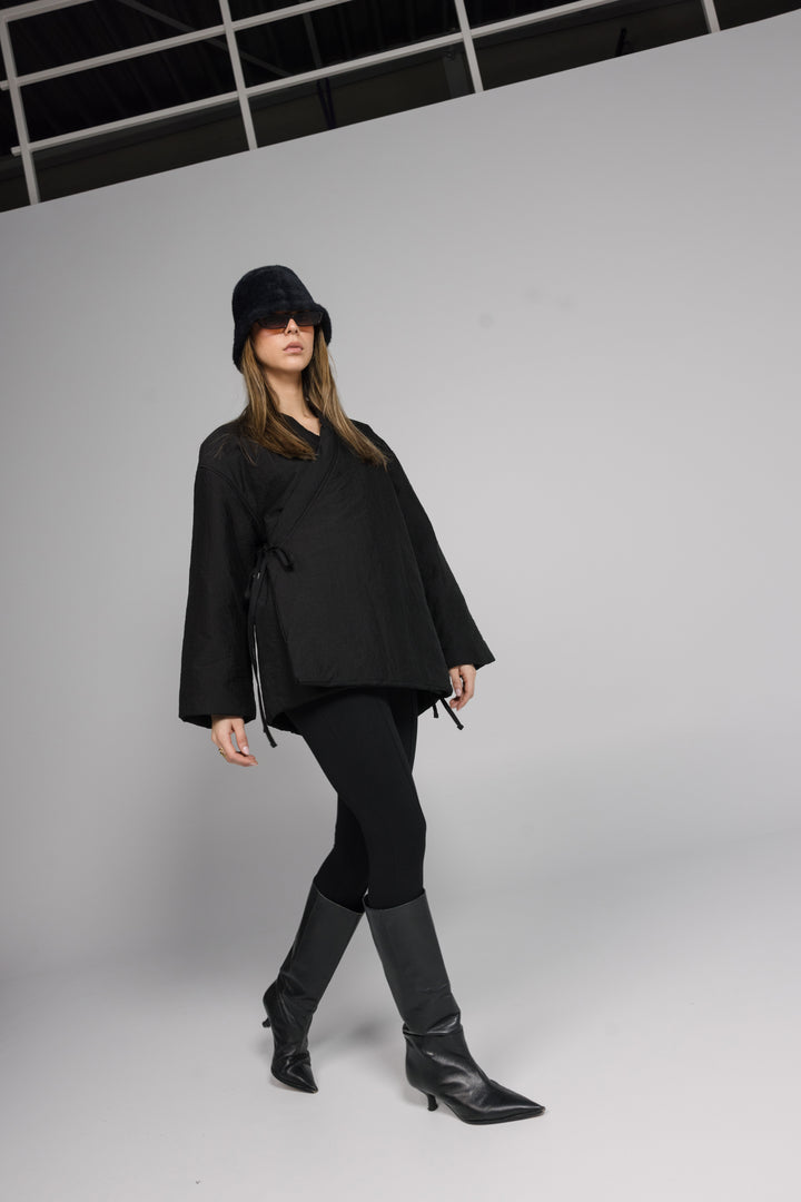 Oversized Quilted Wrap Jacket