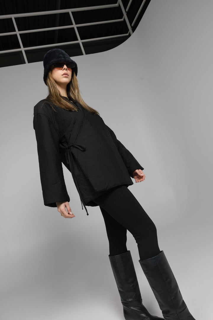 Oversized Quilted Wrap Jacket