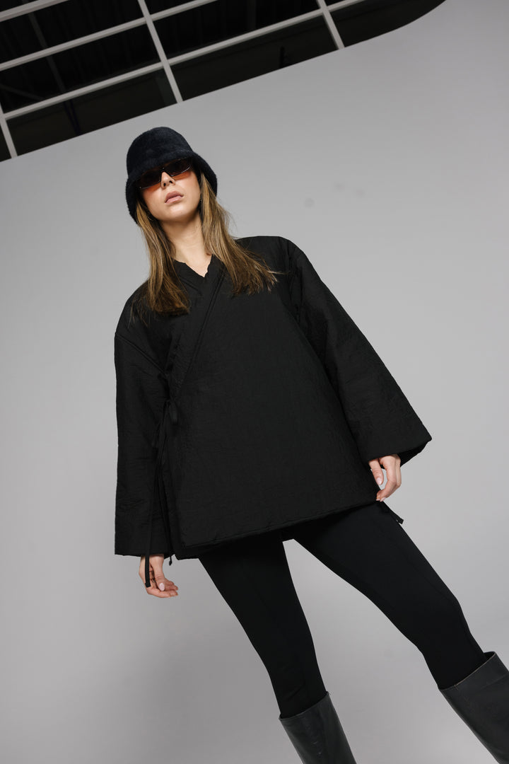 Oversized Quilted Wrap Jacket