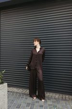 Load image into Gallery viewer, Satin Wide-Leg Trousers – Brown