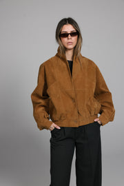 Faux Suede Bomber Jacket
