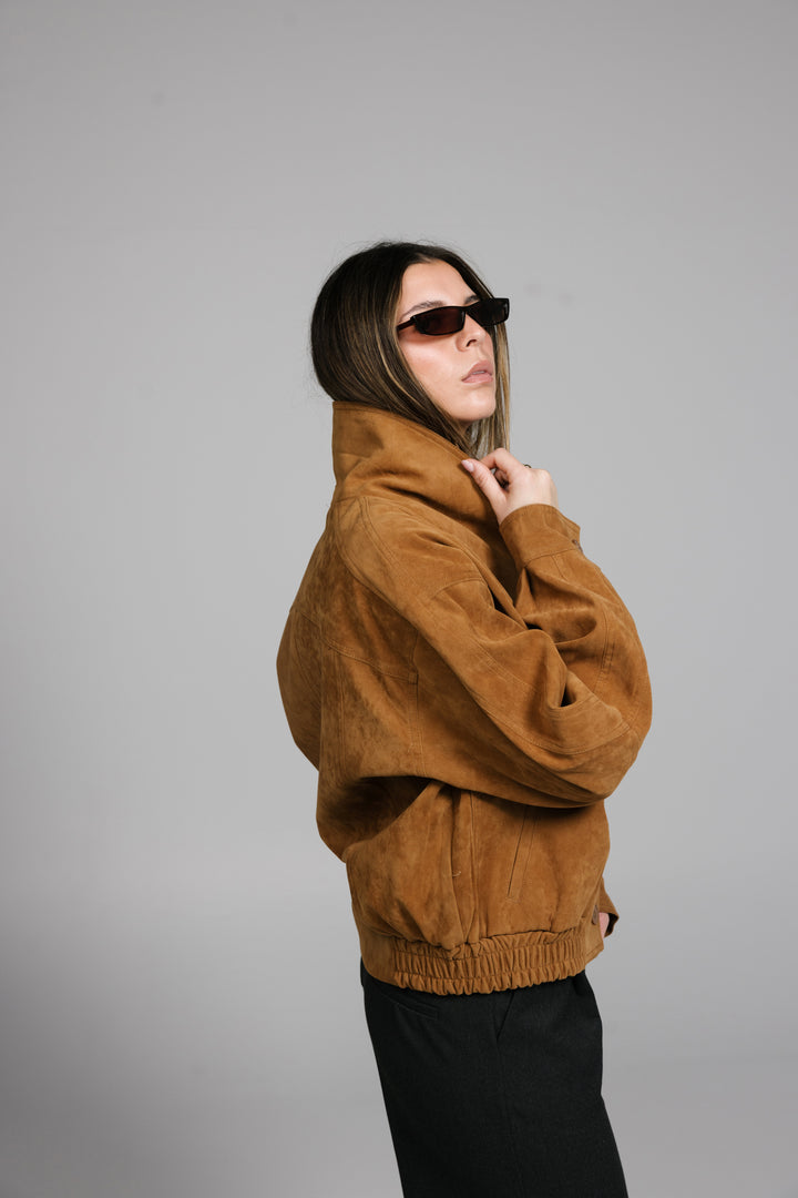 Faux Suede Bomber Jacket