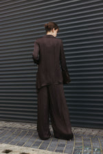Load image into Gallery viewer, Asymmetric Satin Blouse – Brown