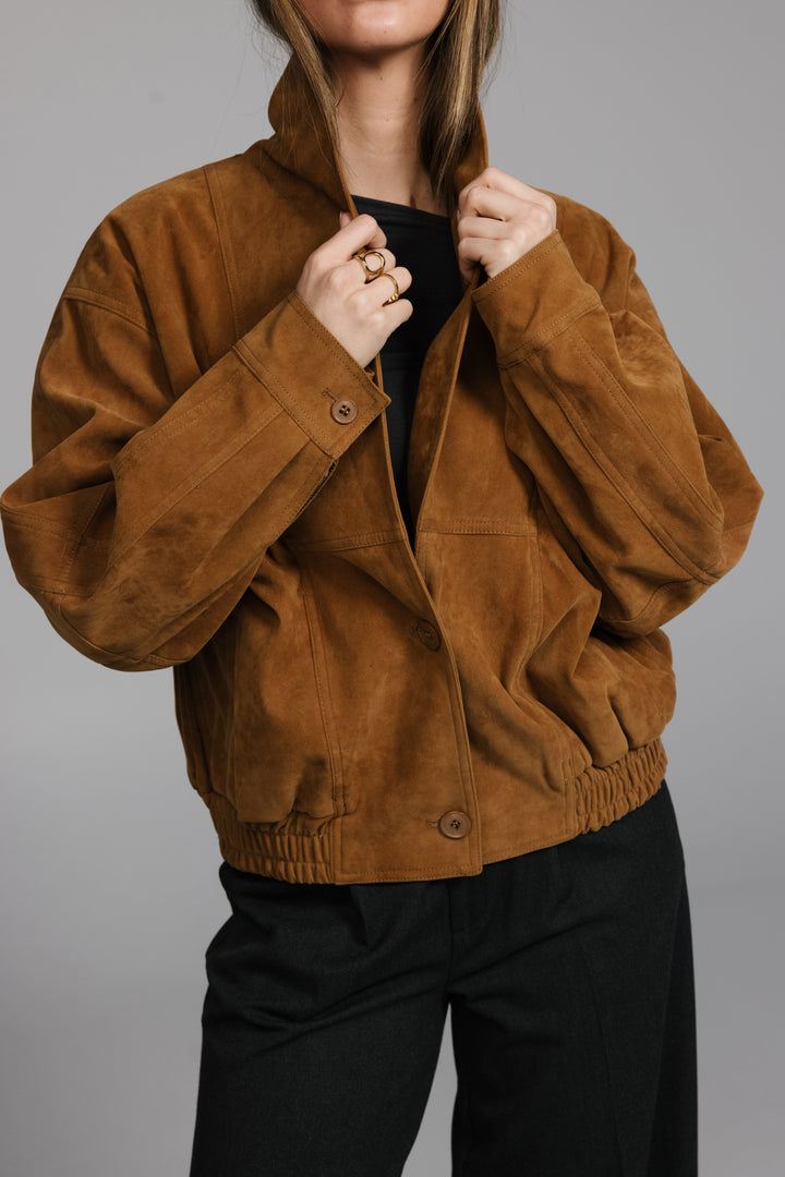 Faux Suede Bomber Jacket