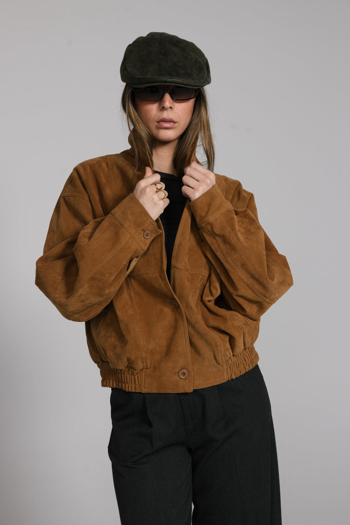 Faux Suede Bomber Jacket