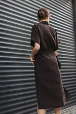 Load image into Gallery viewer, Cotton Midi Shirt Dress – Brown