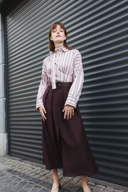Belted Midi Slit Skirt – Plum