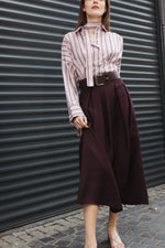 Load image into Gallery viewer, Belted Midi Slit Skirt – Plum