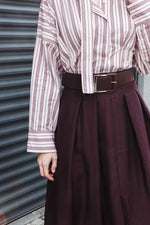 Load image into Gallery viewer, Belted Midi Slit Skirt – Plum