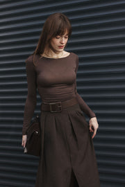 Modal Cashmere Blend Top – Brown
