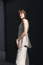 Load image into Gallery viewer, Asymmetric Top &amp; Trousers Set – Beige