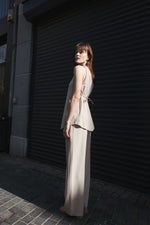 Load image into Gallery viewer, Asymmetric Top &amp; Trousers Set – Beige