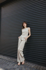 Load image into Gallery viewer, Asymmetric Top &amp; Trousers Set – Beige