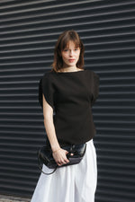 Load image into Gallery viewer, Asymmetric Puff Sleeve Top – Black
