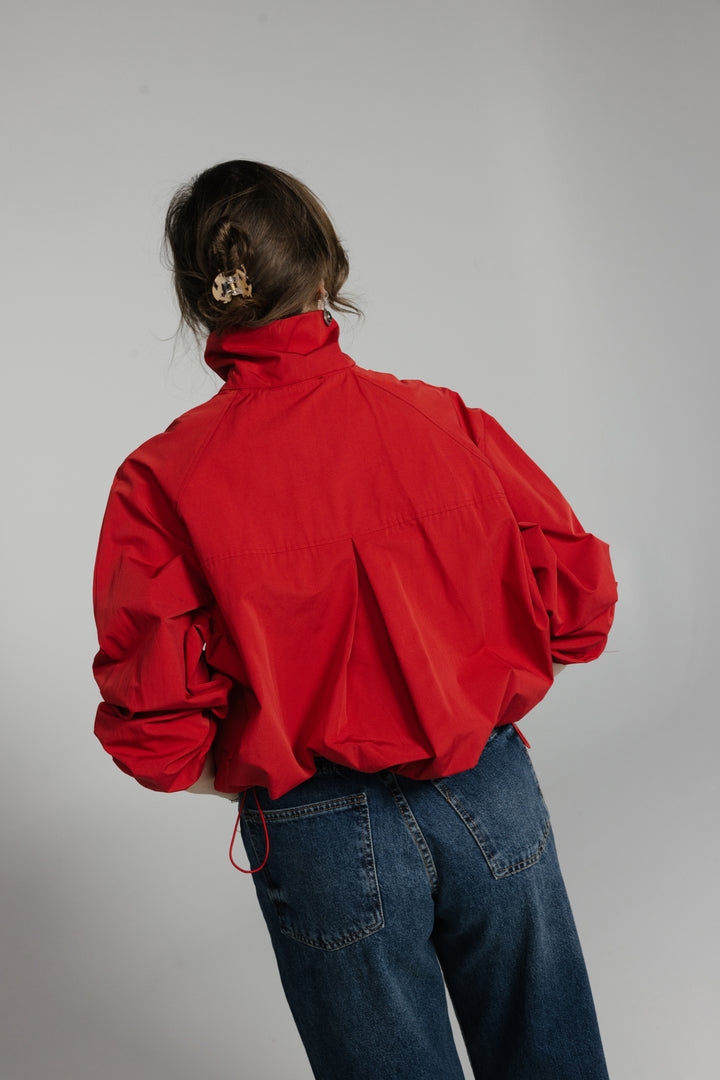 Short Parachute Jacket with High Collar