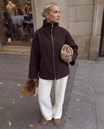 Load image into Gallery viewer, High Neck Zip Jacket Brown