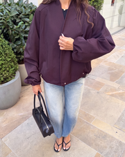 Purple Oversized Bomber Jacket