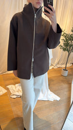 Load image into Gallery viewer, High Neck Zip Jacket Brown
