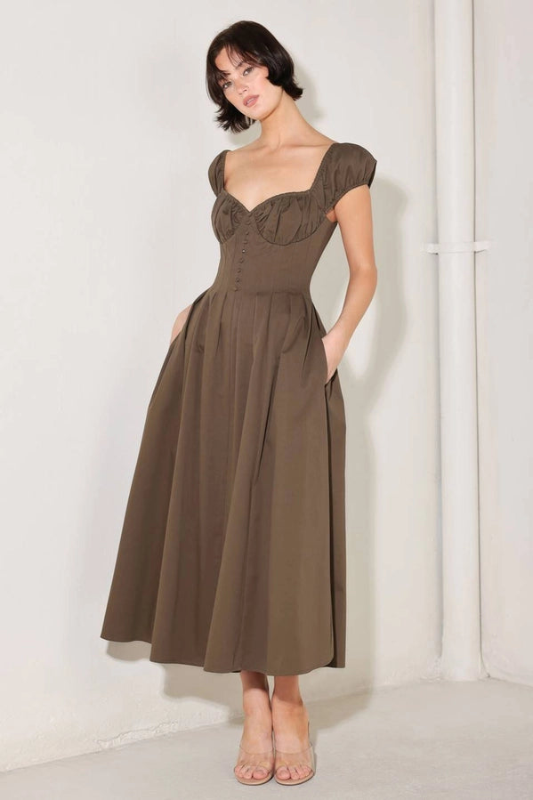 Cocoa Muse Cotton Midi Dress