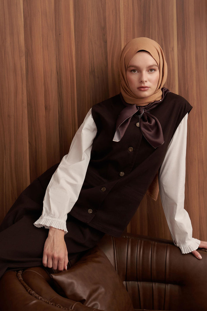 Gabardine gilet - Brown