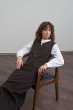 Load image into Gallery viewer, Gabardine A-line skirt - Brown