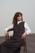 Load image into Gallery viewer, Gabardine A-line skirt - Brown