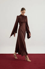 Load image into Gallery viewer, Elora Satin Dress - Brown
