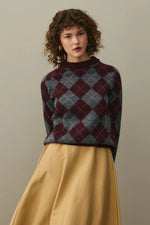 Load image into Gallery viewer, Diamond Pattern Sweater- Burgundy
