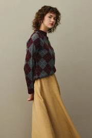 Diamond Pattern Sweater- Burgundy