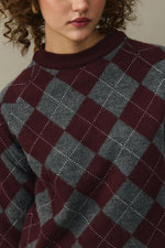 Load image into Gallery viewer, Diamond Pattern Sweater- Burgundy