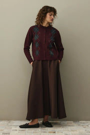 Diamond Patterned Cardigan - Burgundy