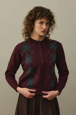 Load image into Gallery viewer, Diamond Patterned Cardigan - Burgundy