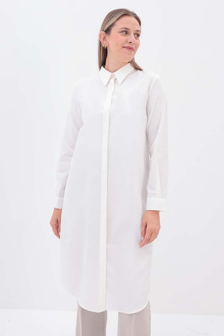 Cotton-blend blouse - White