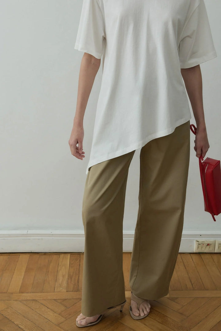 Ecru Asymmetrical Oversized T-Shirt - Suud Collection
